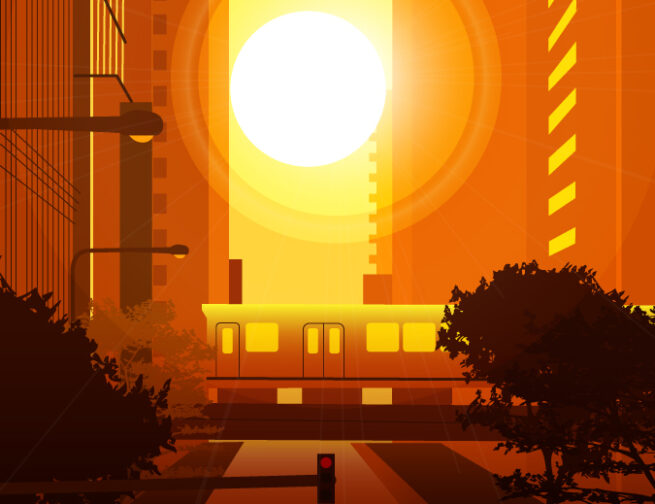 Adler Planetarium graphic depicting the fall celestial event, Chicagohenge.