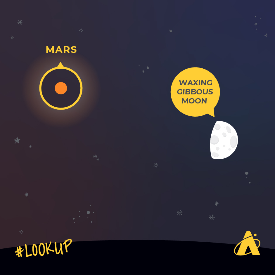 Mars will continue to dim throughout November. On November 24, 2020, look up to see the Moon and Mars.