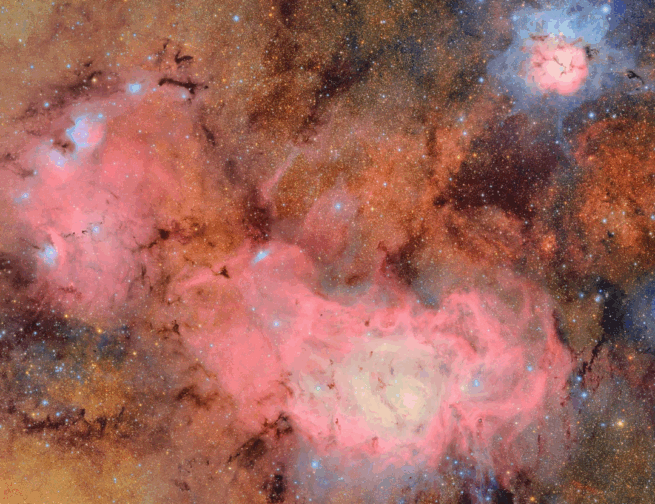 Trifid and Lagoon Nebulae