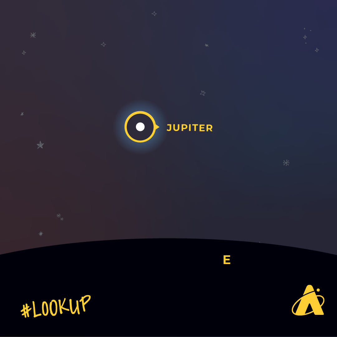 Adler Planetarium infographic depicting how to spot Jupiter in November 2023.