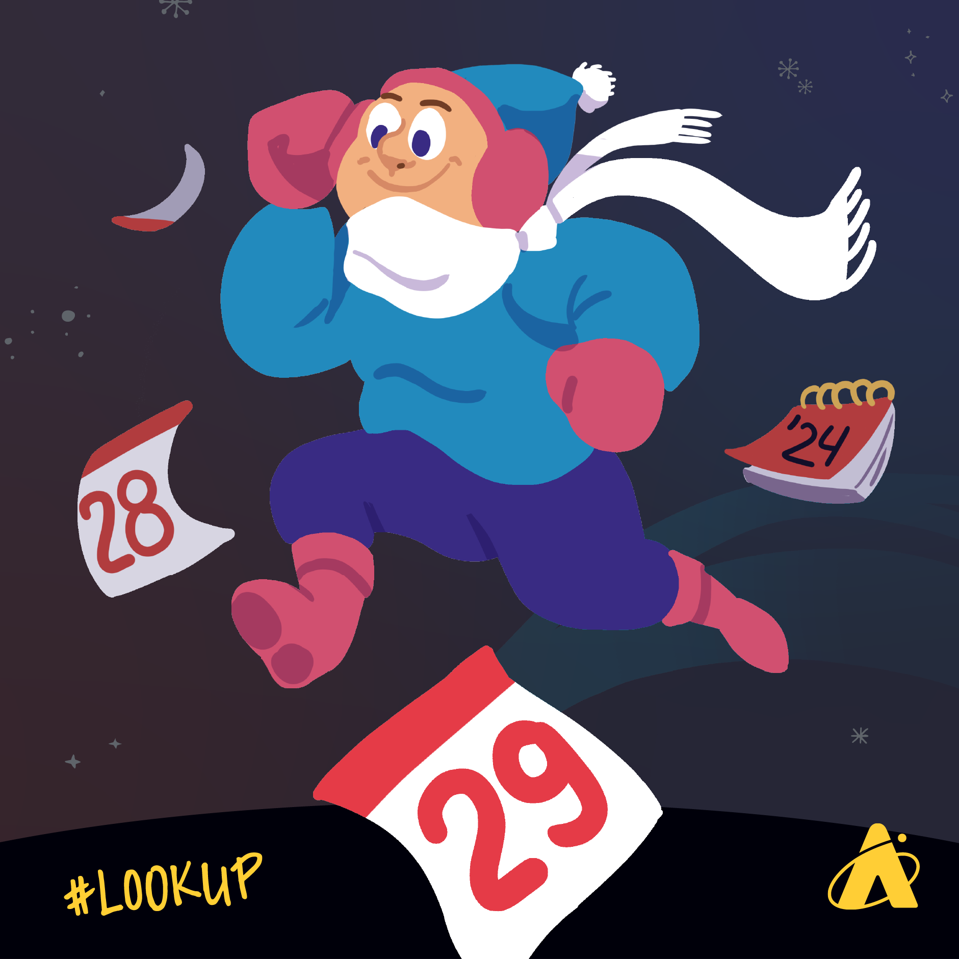 Adler Planetarium infographic depicting Leap Day, which is observed on February 29, 2024.