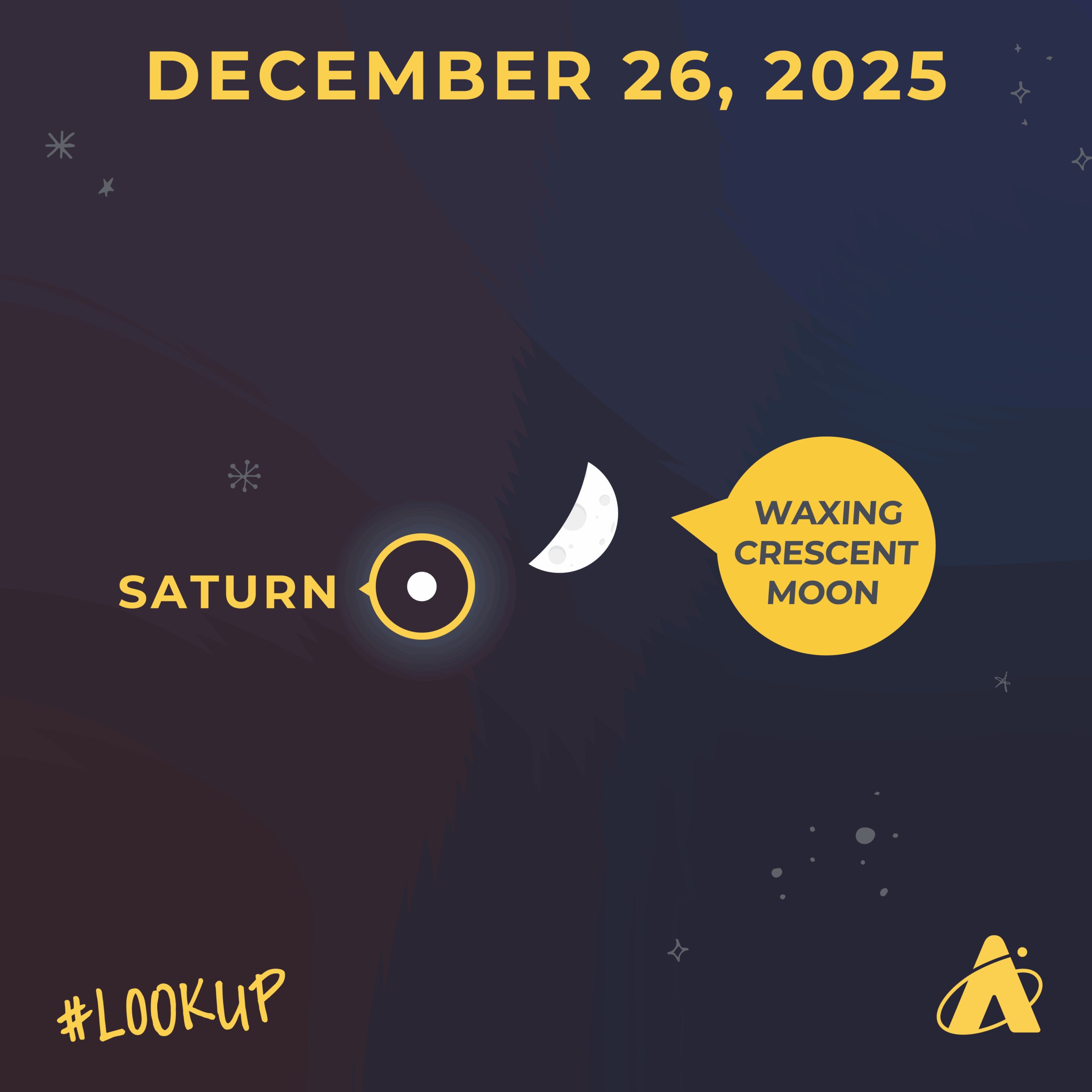 Illustration of the winter solstice. The Earth’s north pole is tilted away from the Sun and arrows point from the Sun towards the Earth. The header reads “Happy Winter Solstice”. The Adler Planetarium’s logo is at the bottom.