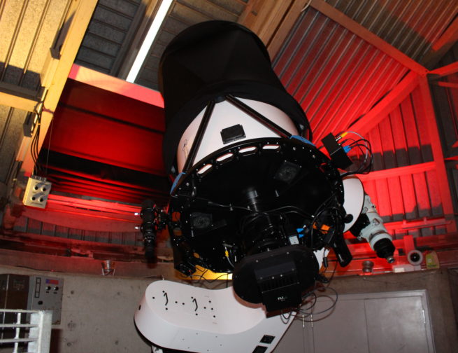 Adler Planetarium 24" reflecting telescope in the Doane Observatory after installation in 2020.
