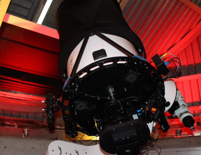 Adler Planetarium 24" reflecting telescope in the Doane Observatory after installation in 2020.