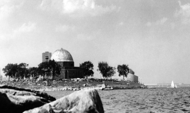 Black and White photo of the Adler taken in the 1950s from afar at 12th Street Beach.