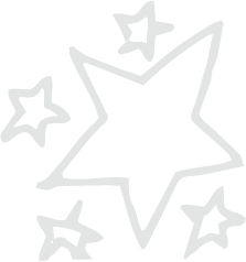 4 small gray stars surrounding one larger gray star hand drawn