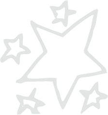 4 small gray stars surrounding one larger gray star hand drawn