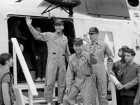 Apollo 13 crew returning home after their ocean landing.