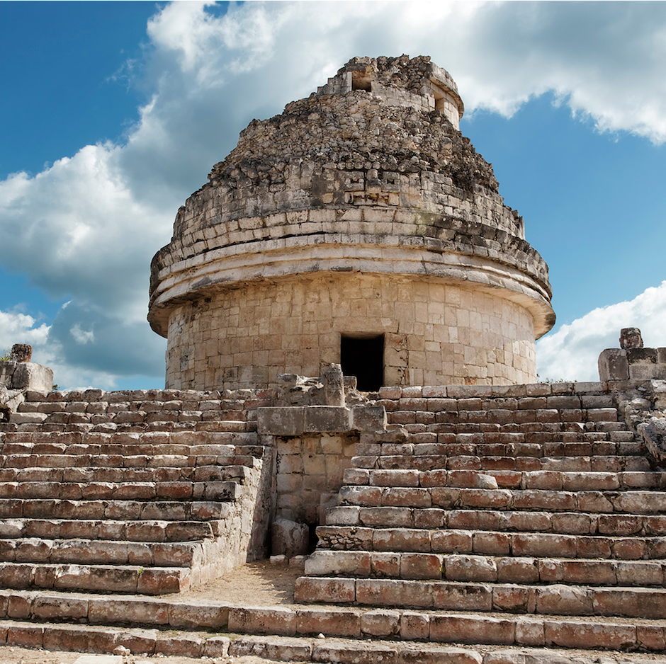 The ancient Mayan observatory, El Caracol, in the city of Chichen Itza, inspired Denise Milan and Ary Perez, the artists of Americas’ Courtyard. 