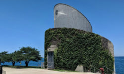 The Adler's Doane Observatory as seen on a clear day with blue skies above.