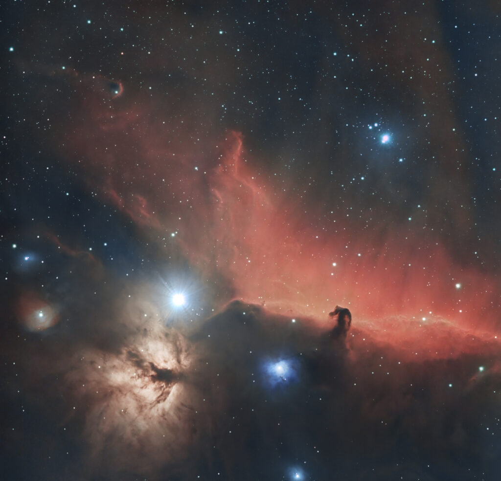 Image Caption: The Horsehead Nebula, part of a dense cloud of gas in front of an actively star-forming nebula.