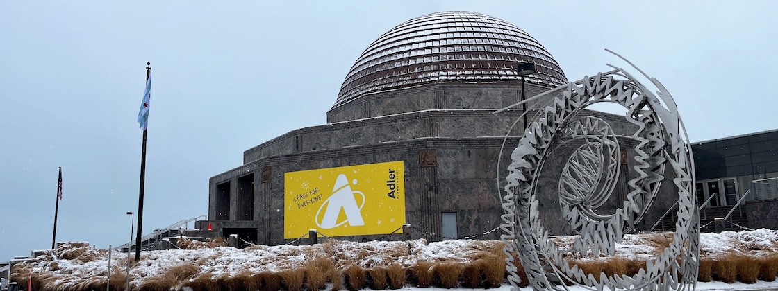 Adler Planetarium surrounded by snow