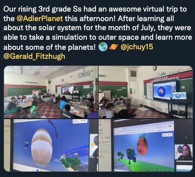 Images from a virtual field trip experience included in a tweet by a teacher who just took her students on a virtual field trip video call.