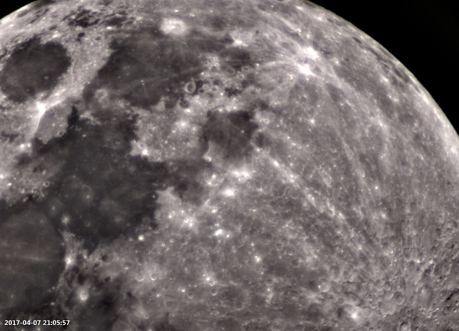The Moon surface as seen via the Adler's Doane Observatory in April 2017.