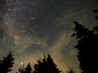 A meteor streaks across the sky during the annual Perseid meteor shower, Wednesday, August 11, 2021, in Spruce Knob, West Virginia. Image Credit: NASA/Bill Ingalls