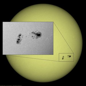 A large group of sunspots, intense concentrations of magnetism, on the sun's surface. This image was taken on August 26, 2015. Credits: Solar Dynamics Observatory/NASA