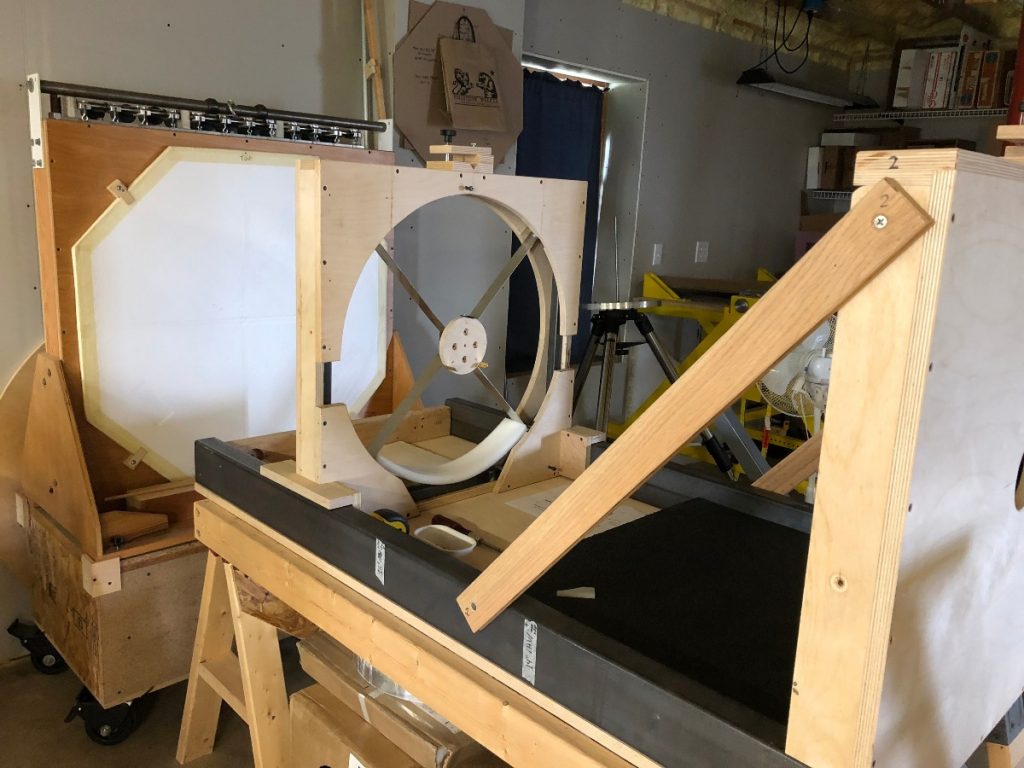 Test stand for mirrors after arriving at Lockwood Custom Optics.