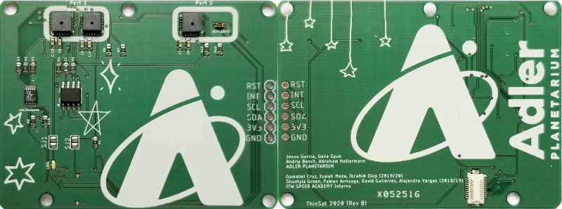 Close up of ThinSat printed circuit board.