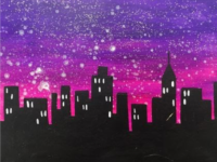 Artwork of the Chicago city skyline.