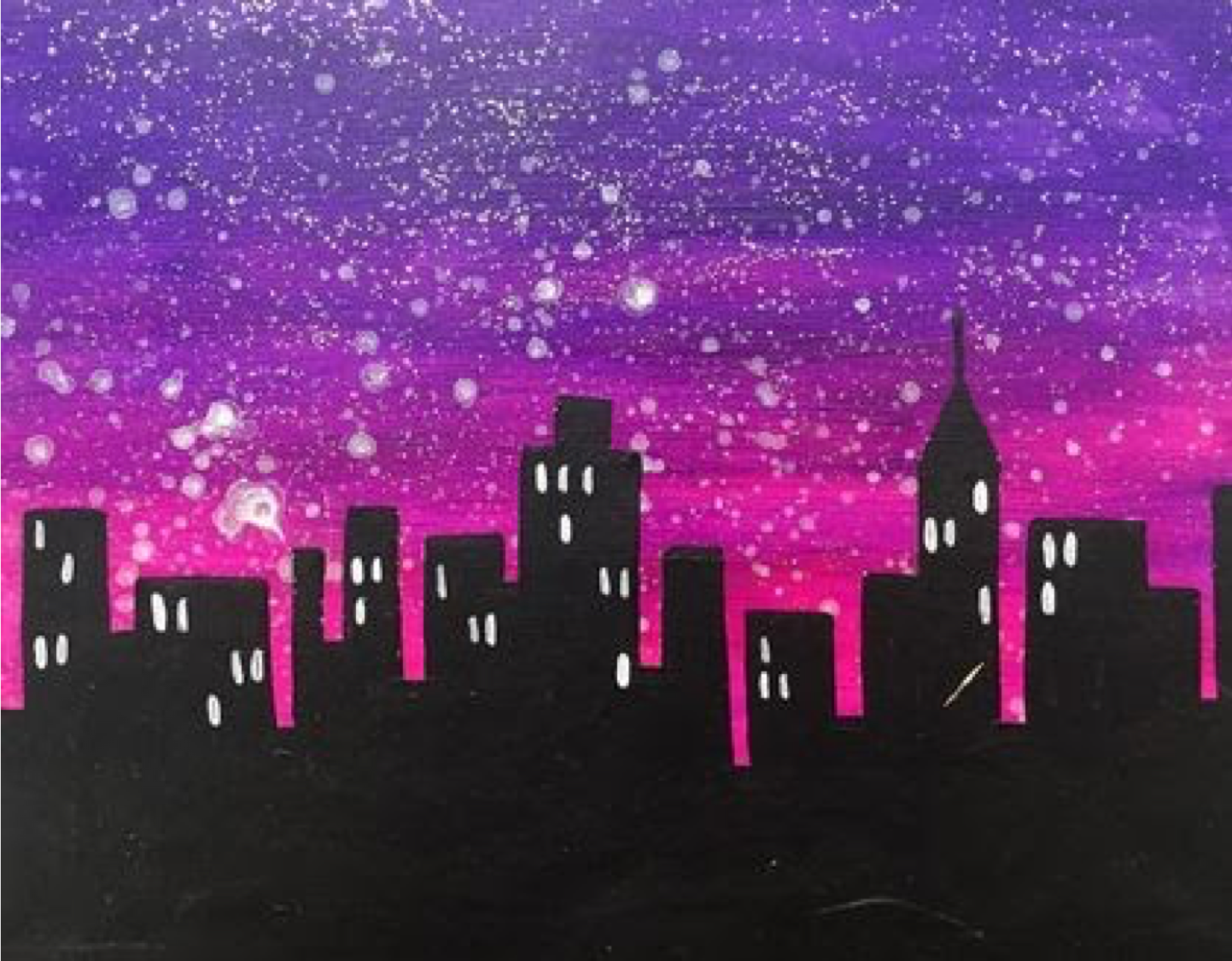 Artwork of the Chicago city skyline.