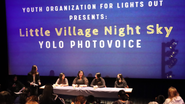 Youth Organization for Lights Out (YOLO) teens presenting a photovoice project on light pollution in Chicago.