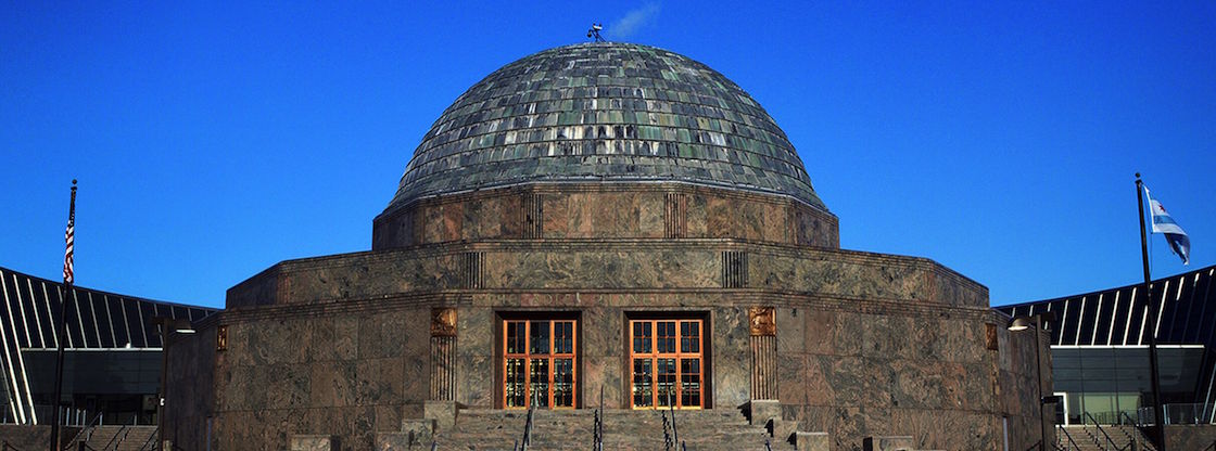 An external shot of the Adler Planetarium.