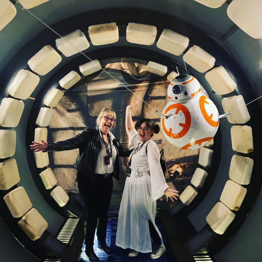 Adler employee Claire hanging out with BB-8 at the Star Wars Celebration in Chicago.