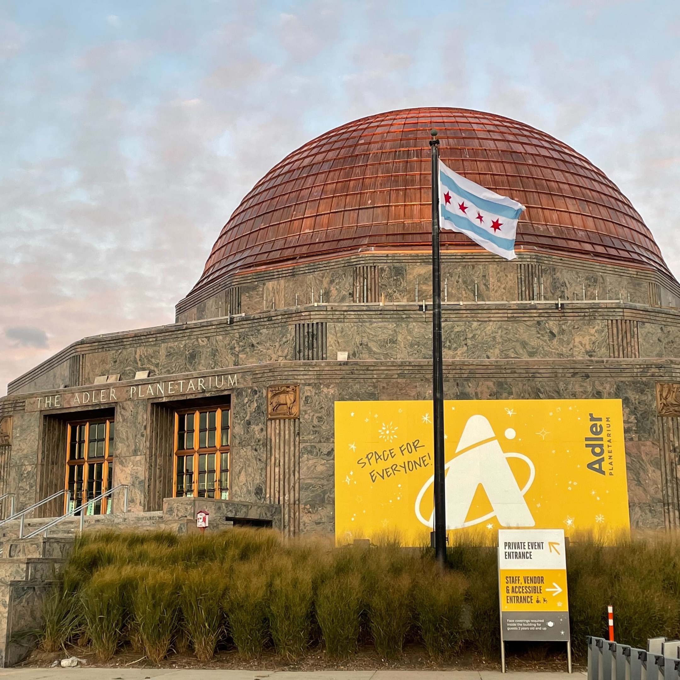 Adler Planetarium at sunset