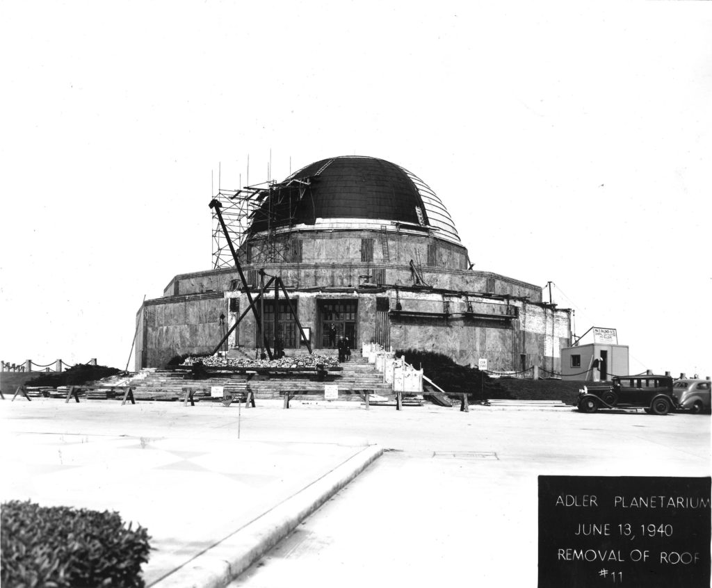 The Adler Planetarium in June 13, 1940 when the roof was being removed for repairs.