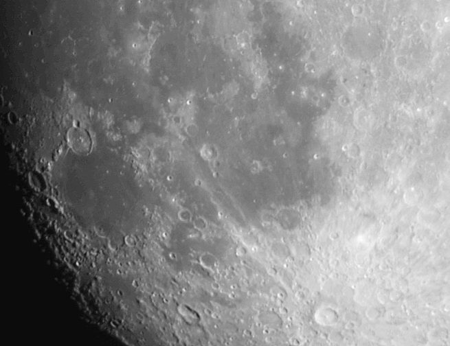 Up close image of the Moon taken by an Adler Planetarium astronomer in June 2020. Image Credit: Michelle Nichols