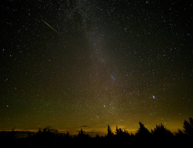 Snapshot of the annual Perseids Meteor Shower in 2016 from West Virginia. Image Credit: NASA/Bill Ingalls