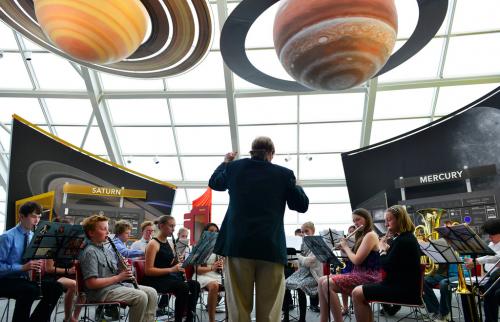 Guests explore the Adler's 'Our Solar System' exhibition.