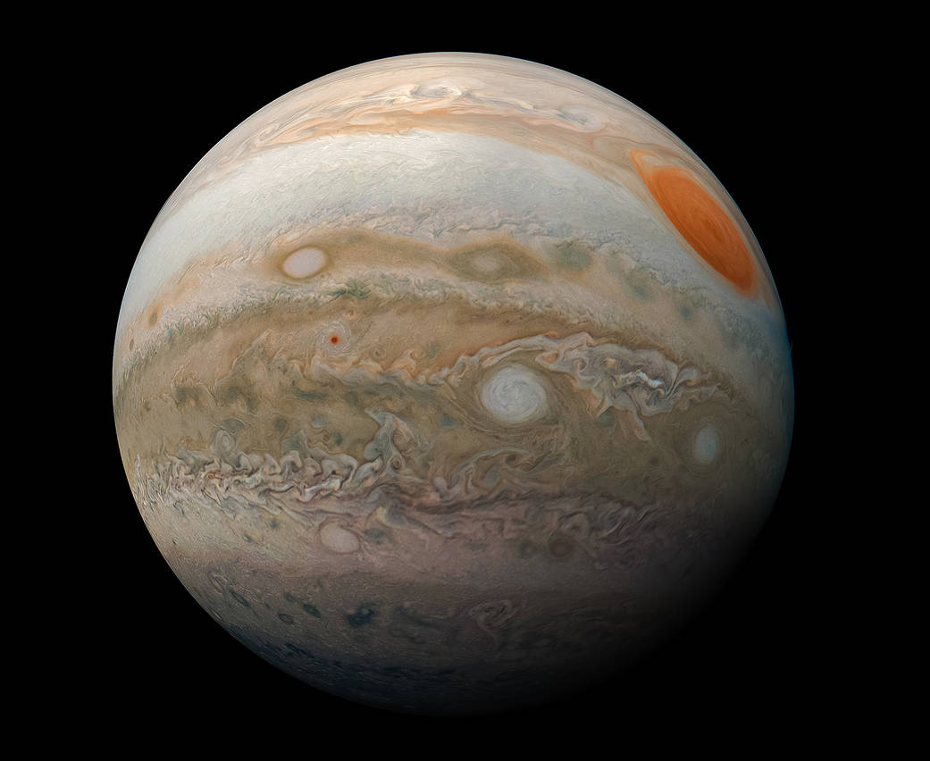 Header Image: Color enhanced image of Jupiter’s southern hemisphere, taken on February 12, 2019 by NASA’s Juno spacecraft. Image Credits: NASA/JPL-Caltech/SwRI/MSSS/Kevin M. Gill