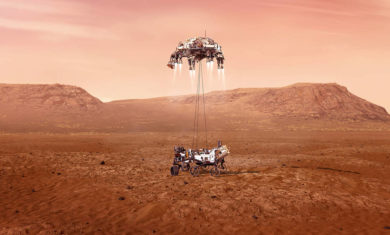 Illustration of Mars Perseverance landing on the Red Planet. Credit: NASA/JPL-Caltech